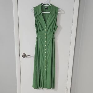 INC International Concepts Sleeveless Green Button-Front Maxi Dress